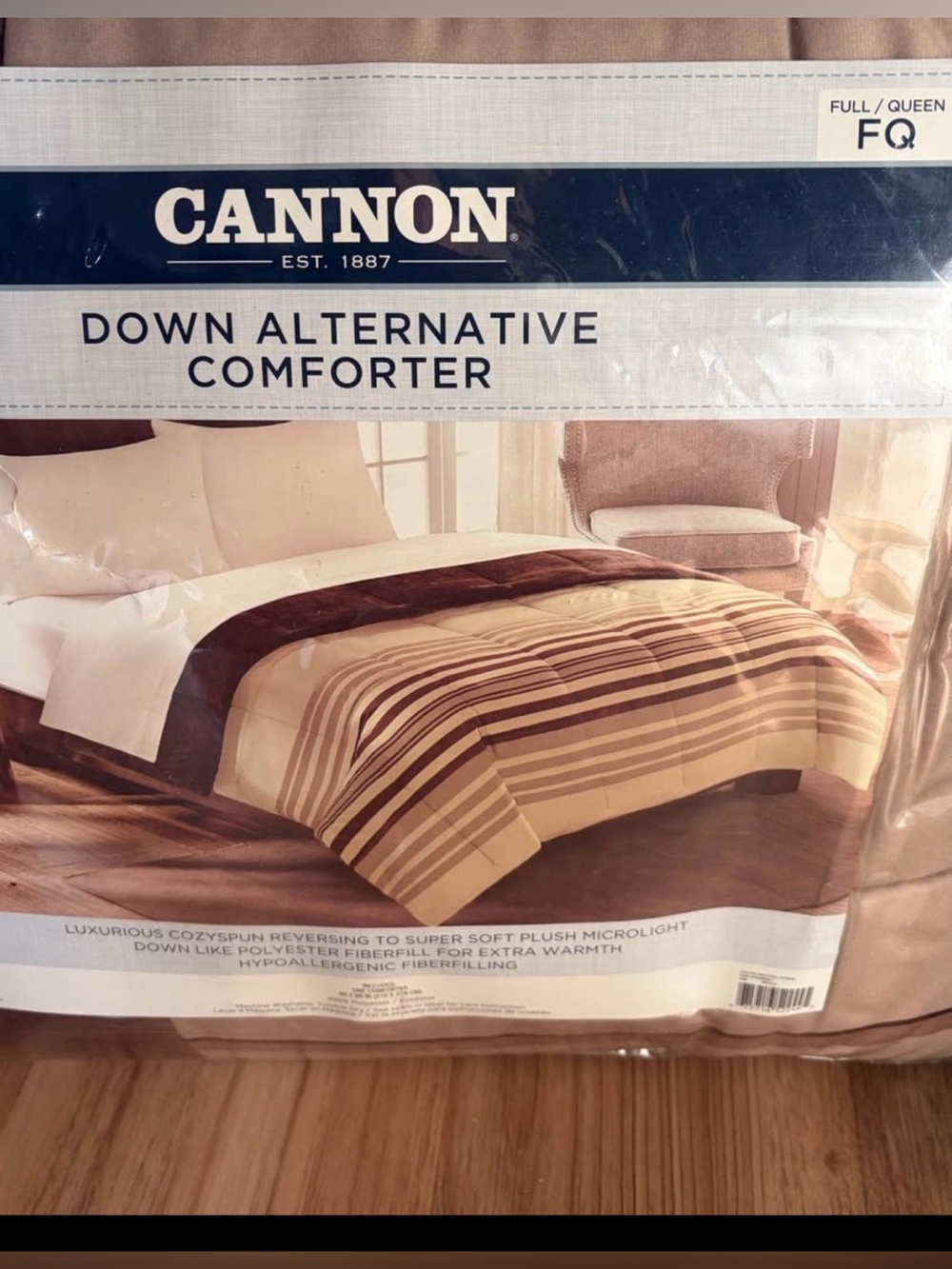 Cannon Down Alternative Comforter - Brown/Tan Stripe (Full/Queen)